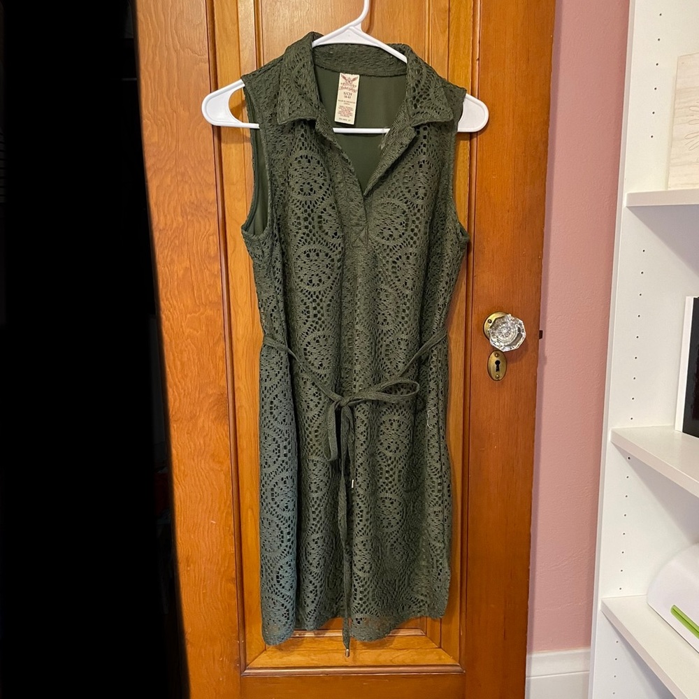 Army Green Crocheted Dress